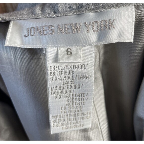 VTG Jones New York 100% Wool Pants Slacks Sz 6 Gray Lined Pleated Cuffs Wide Leg - Picture 11 of 12